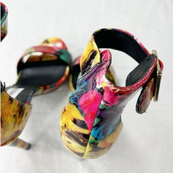 Steve Madden Marlene Open Toe Floral Ankle Strap Stiletto Heel - Picture 4 of 8